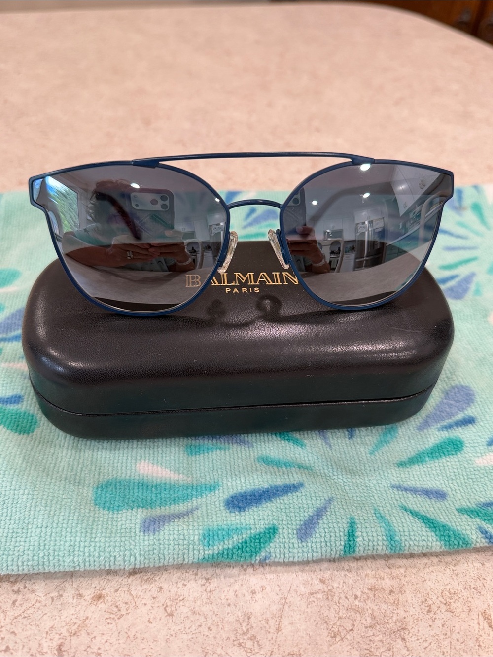 BALMAIN BL2522-03 WOMENS AVIATOR CAT EYE MIDNIGHT BLUE MIRRORED SUNGLASSES